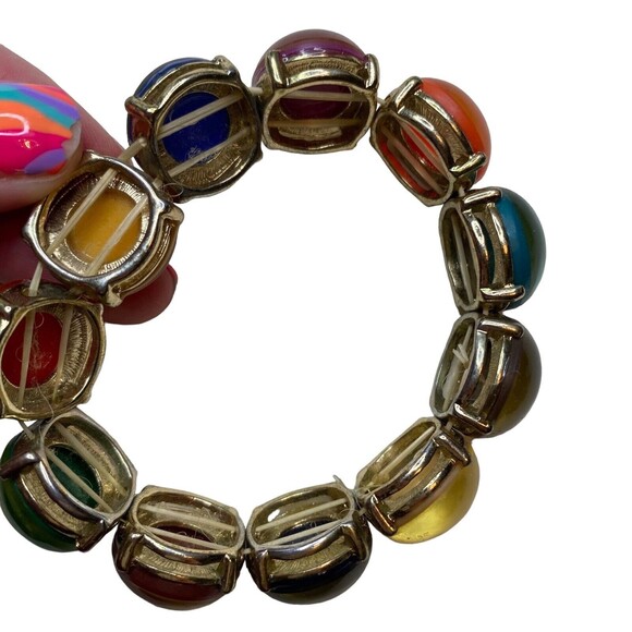 Multi Color Shiny Round Stones Stretch Bracelet - Picture 5 of 6